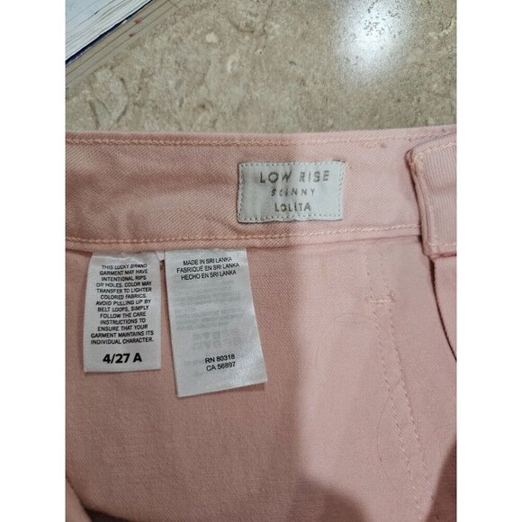 NWT Women's Lucky Brand Lolita Skinny Ankle Pants Jeans Pink Ankle Zip Size 4/27 - Picture 7 of 8